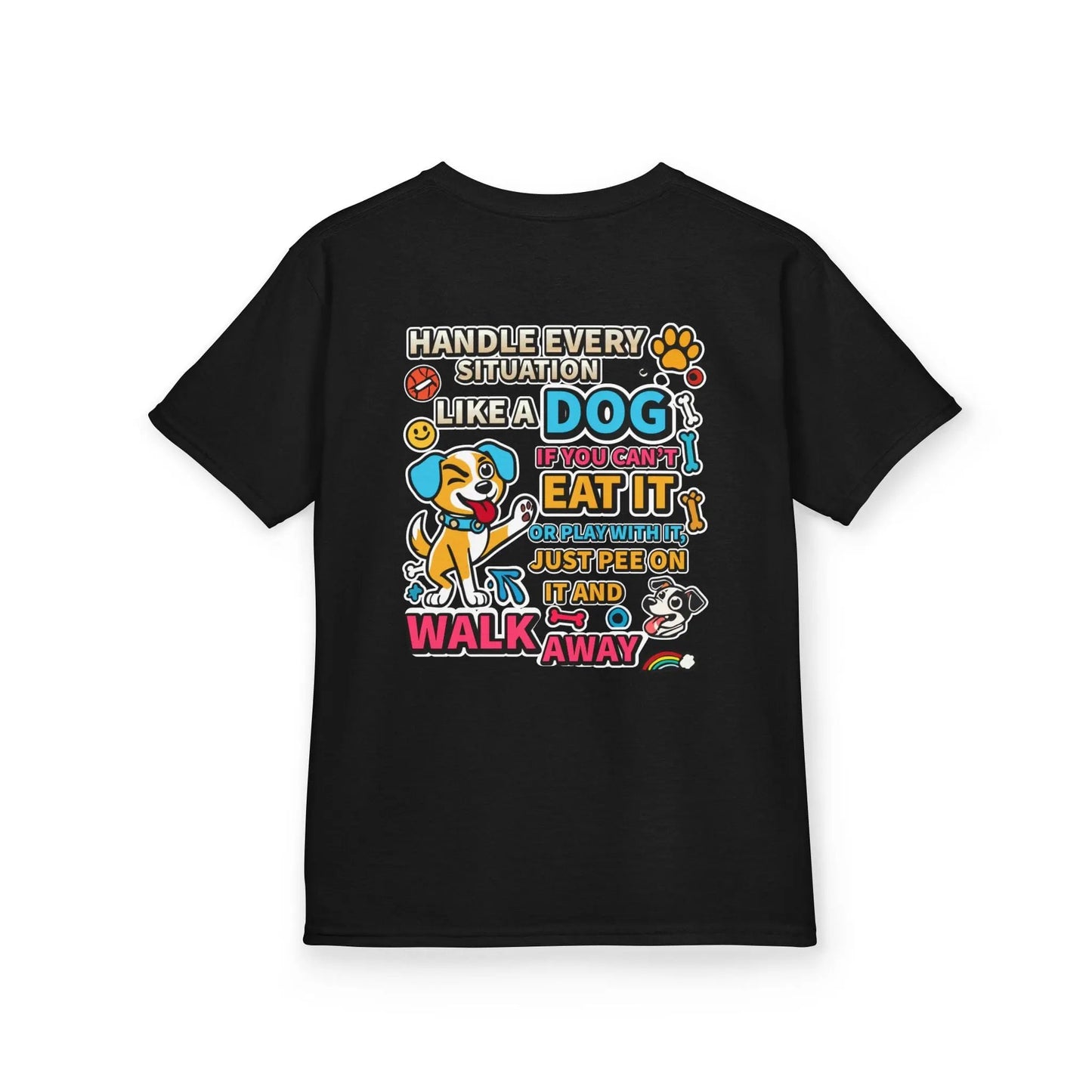 Kids Inspirational Dog Quote Tee - Fun & Playful Cotton Shirt - L, Black image