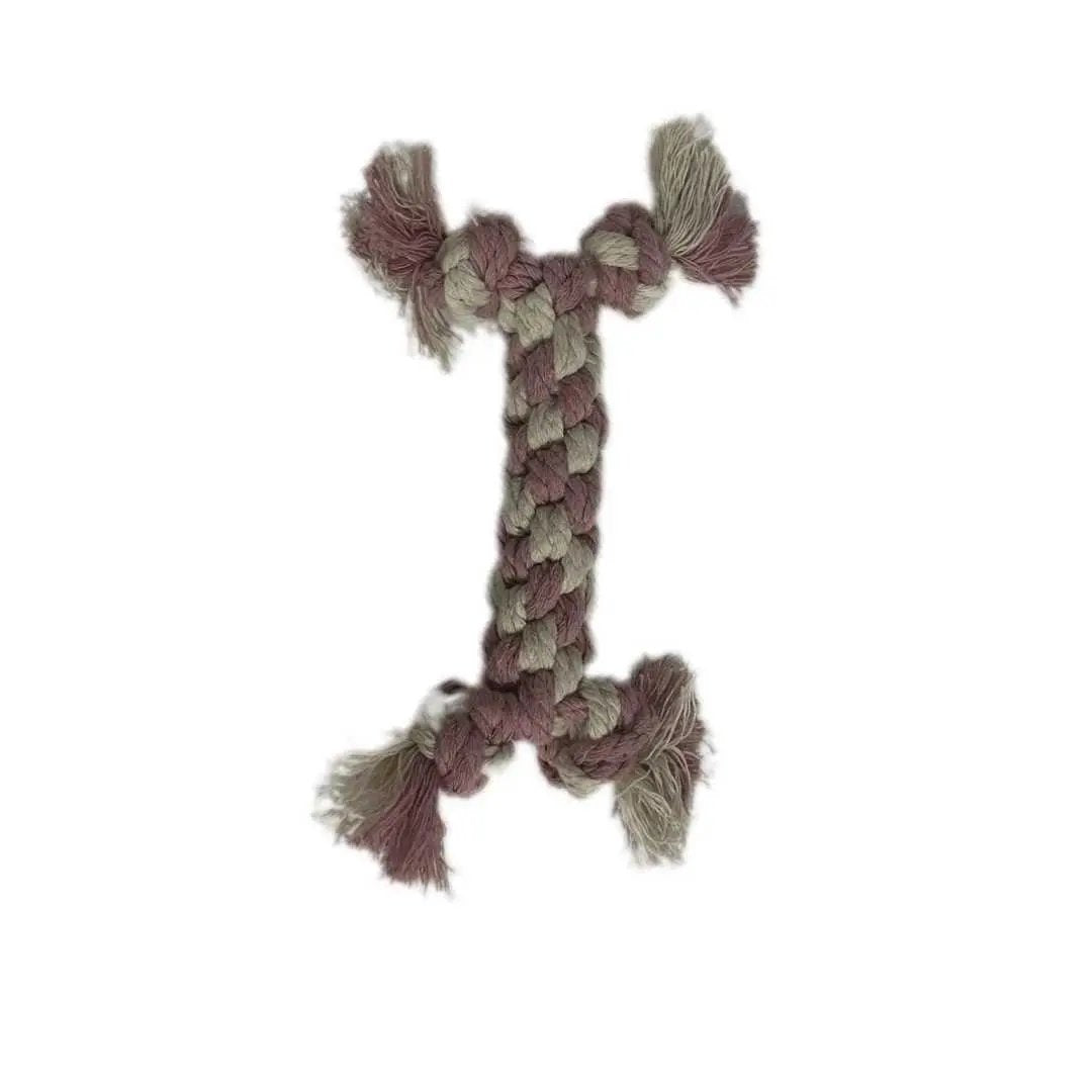 Petite Macramé Chew Dog Bone (Small) - Purple image