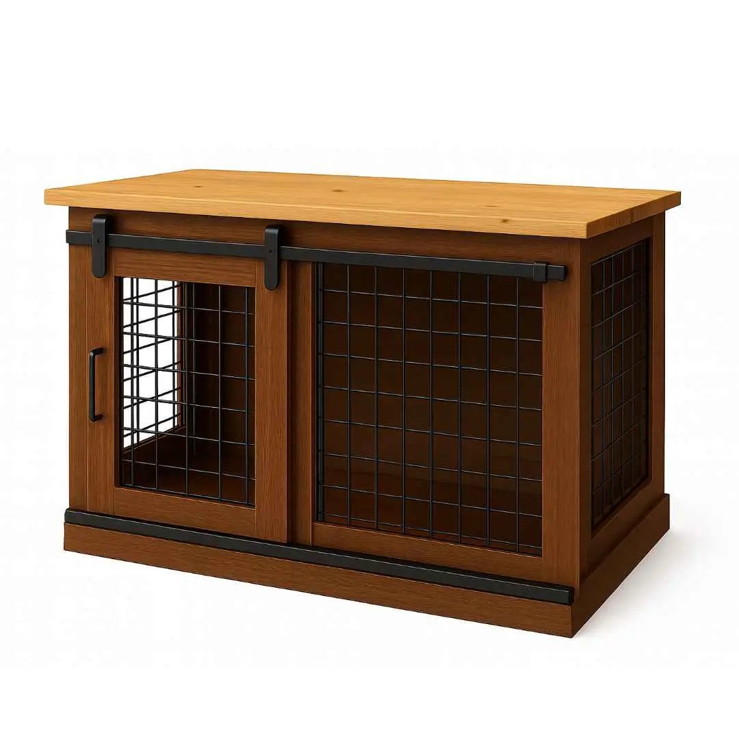 The Studio -Barn Style ESPRESSO Single Wooden Dog Crate with Mesh image 1