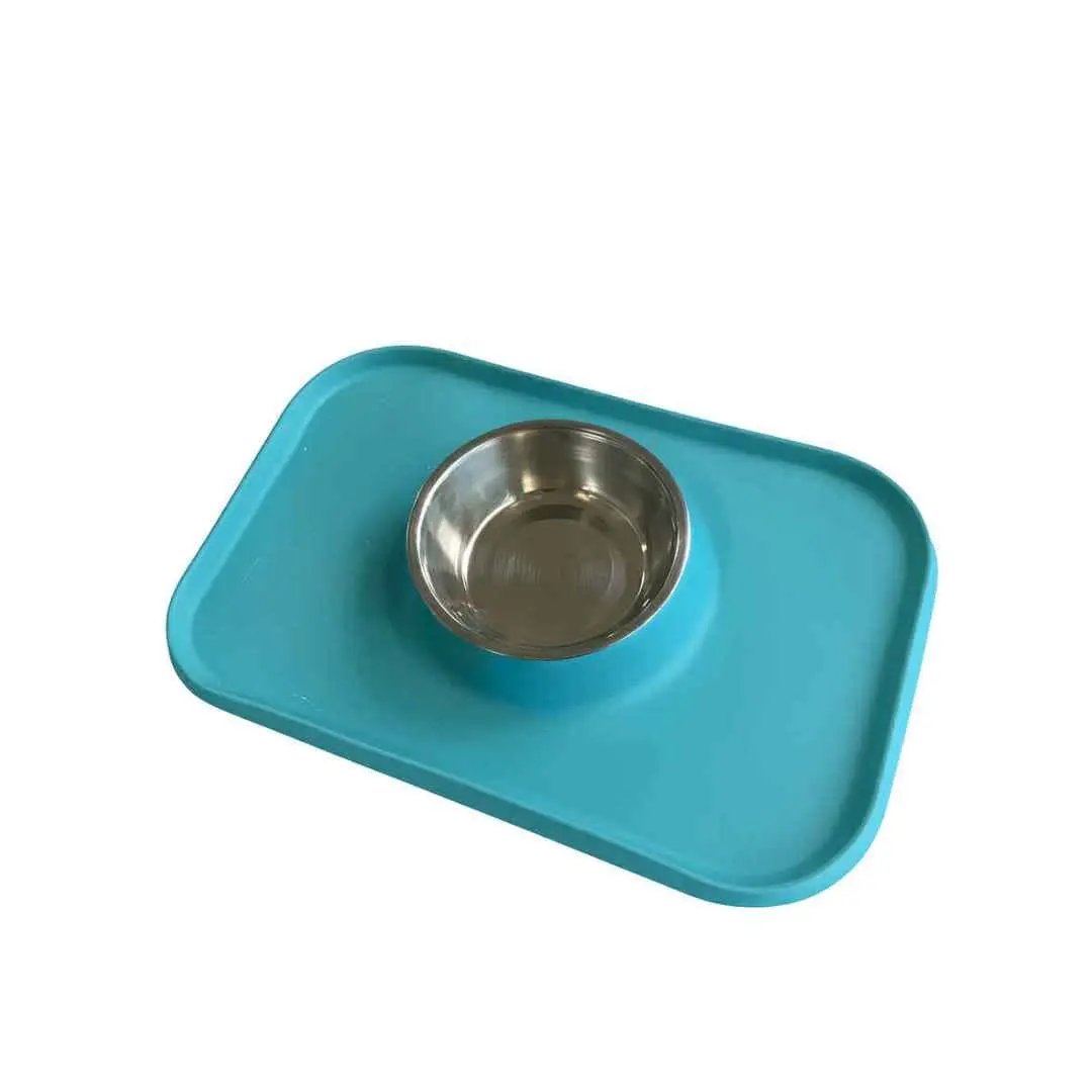LARGE Silicone Dog Feeding Mat with Stainless Steel Bowl – Non-Slip, Easy-Clean image 3