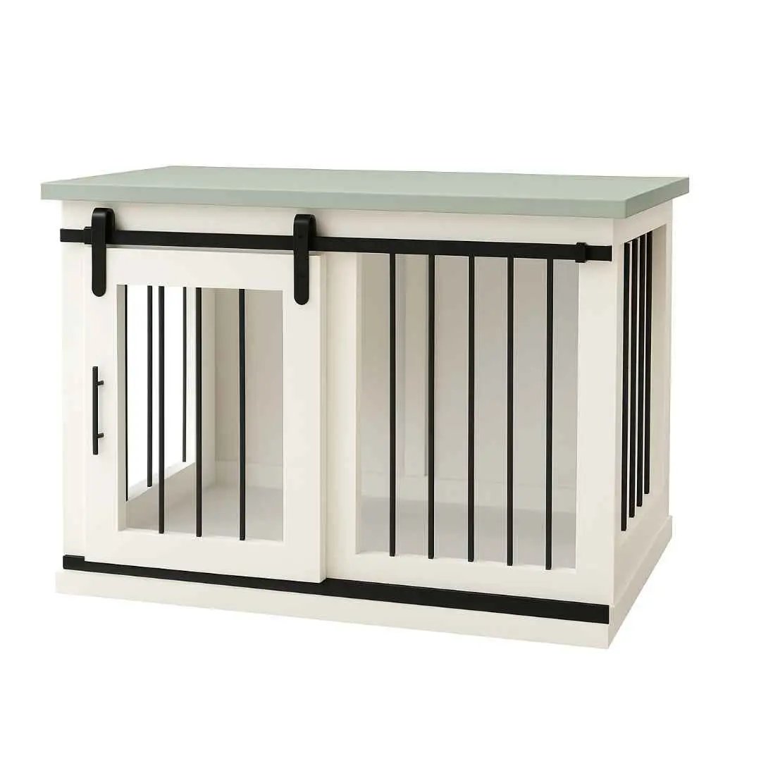 The Studio -Barn Style Arctic Single Wooden Dog Crate with Bars image 3