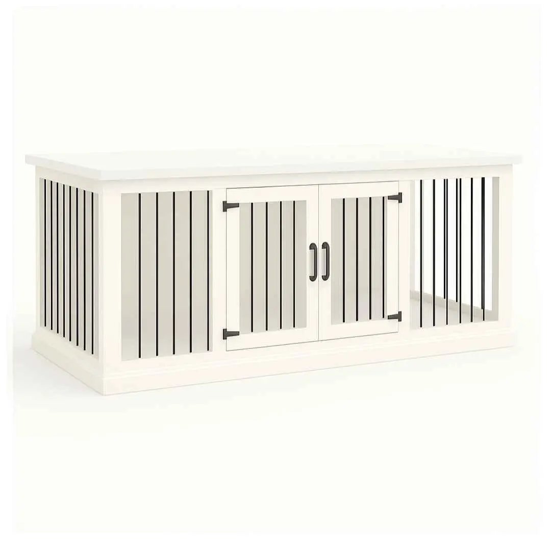 The DUO – Arctic Hinged Double Wooden Dog Crate With Bars image 1