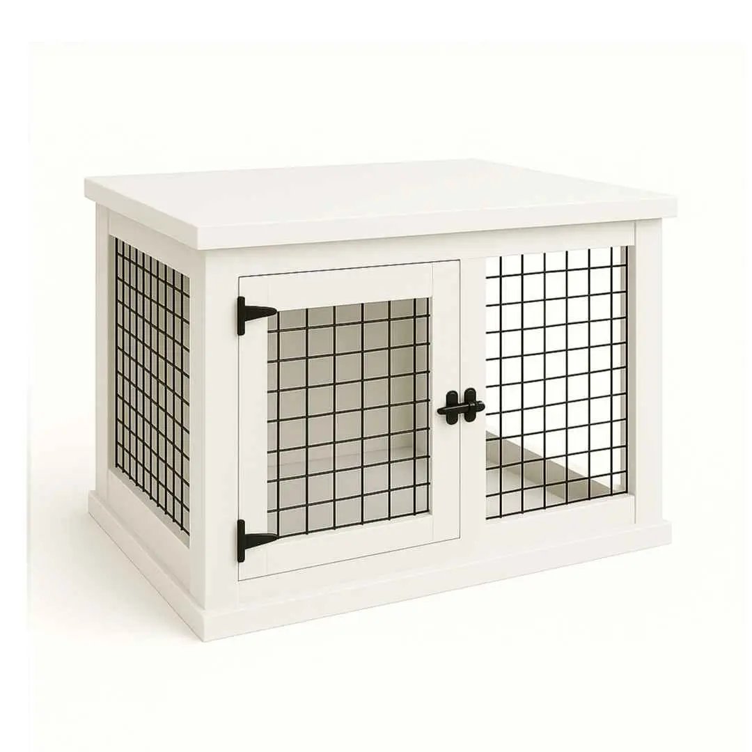 The Studio -Hinged Arctic Single Wooden Dog Crate with Mesh image 1