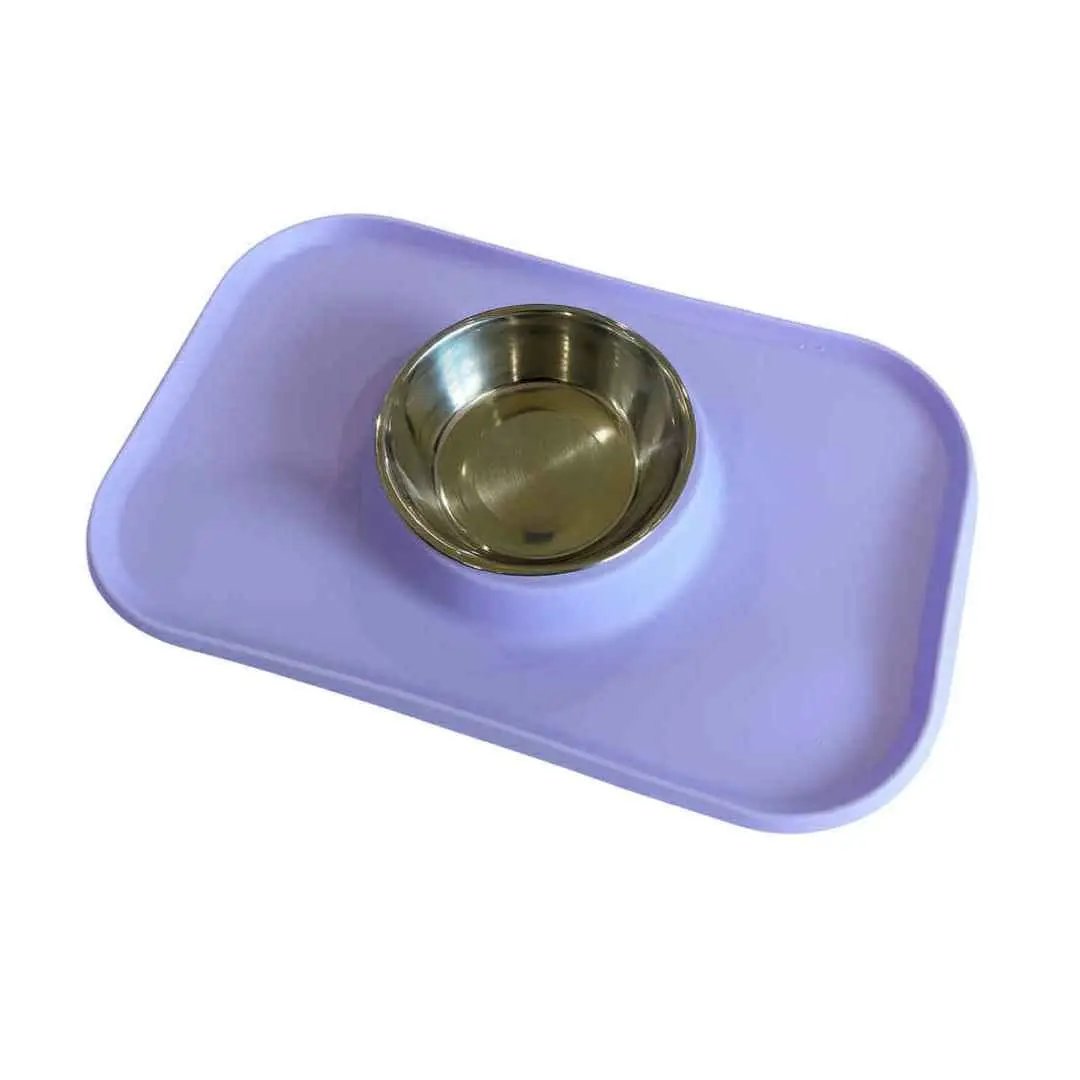 SMALL Silicone Dog Feeding Mat with Stainless Steel Bowl – Non-Slip, Easy-Clean image 2
