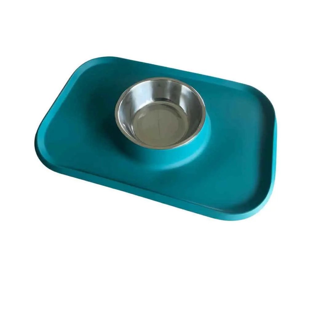 SMALL Silicone Dog Feeding Mat with Stainless Steel Bowl – Non-Slip, Easy-Clean image 3