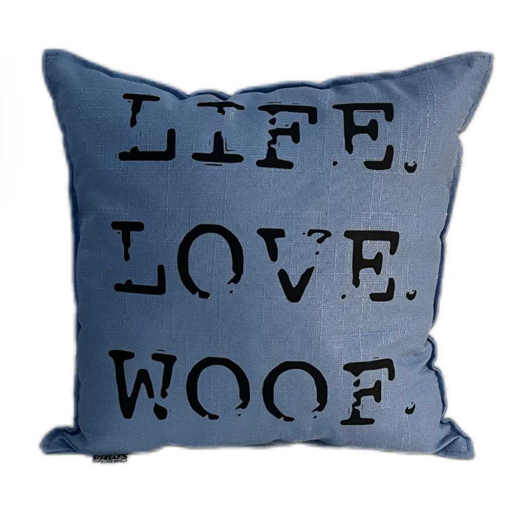 "Live. Love. Woof." Throw Pillow (40x40 cm) image 0