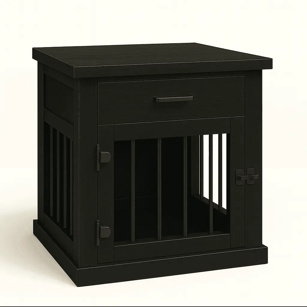 The Den - NIGHT SKY Coloured Bedside Dog Crate with Bars & Hinged Door with Drawer image 1
