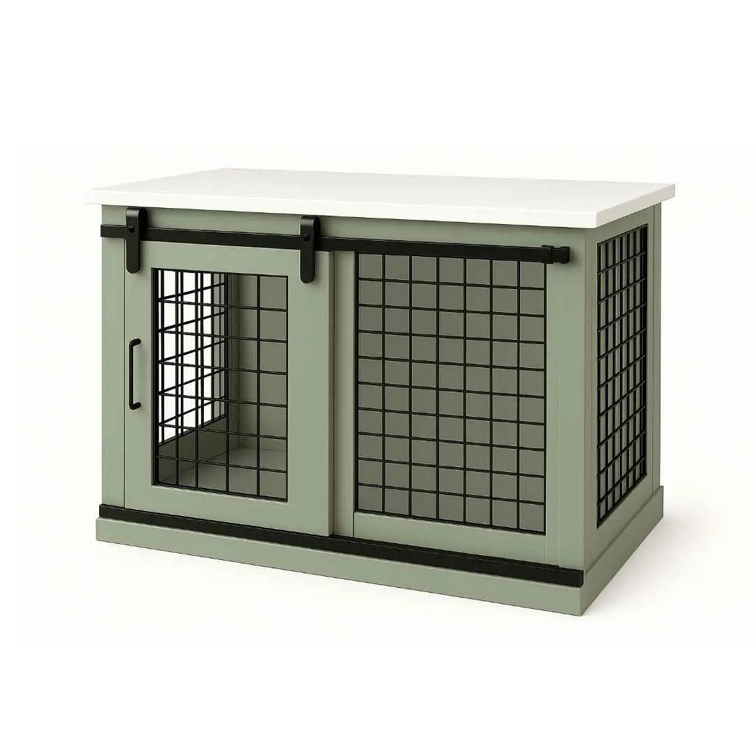 The Studio -Barn Style SAGE Single Wooden Dog Crate with Mesh image 4