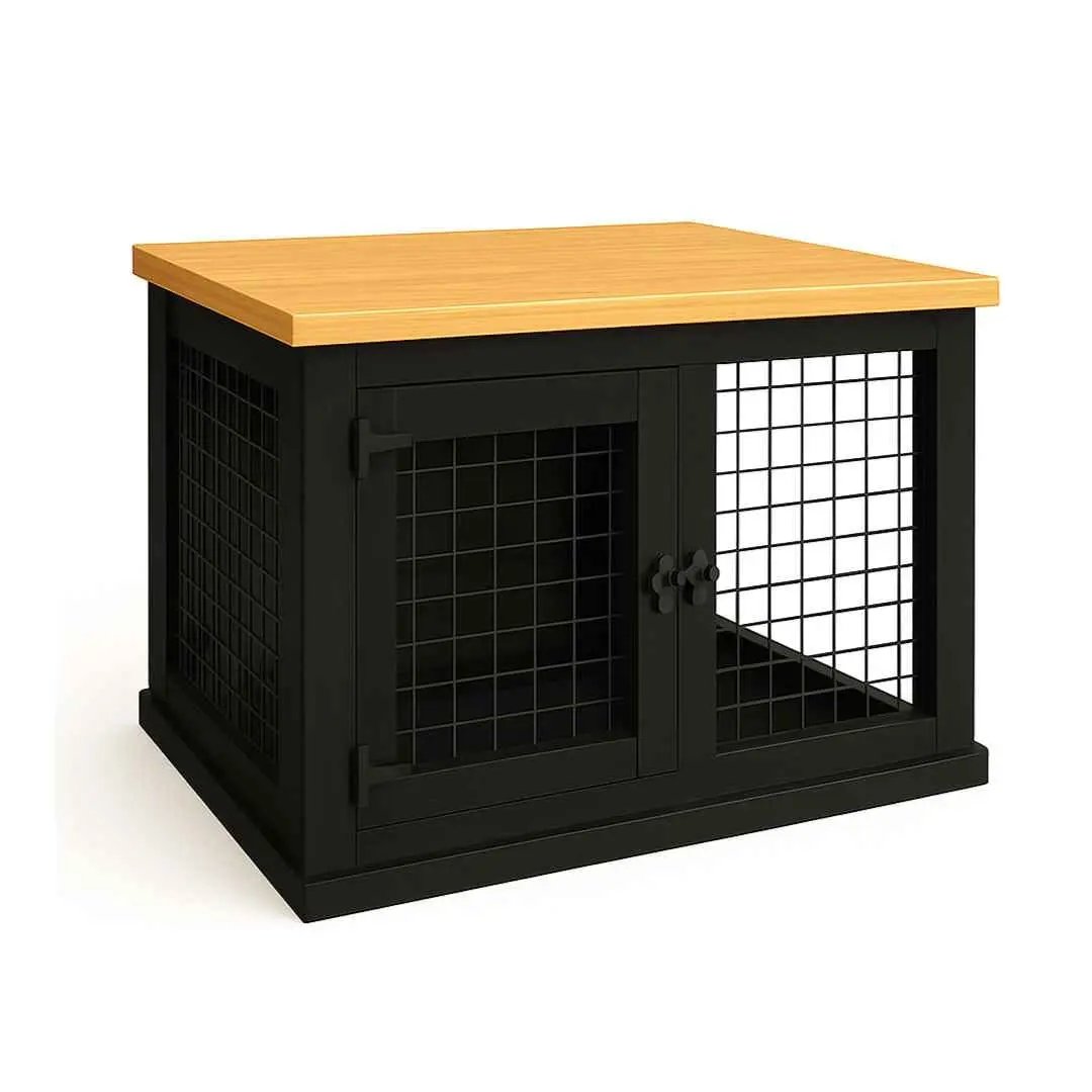 The Studio -Hinged NIGHT SKY Single Wooden Dog Crate with Mesh image 0