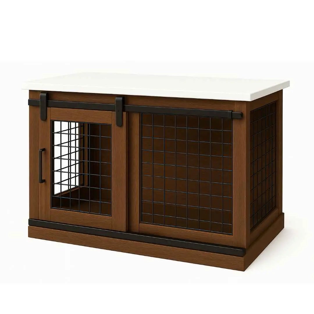 The Studio -Barn Style ESPRESSO Single Wooden Dog Crate with Mesh image 2