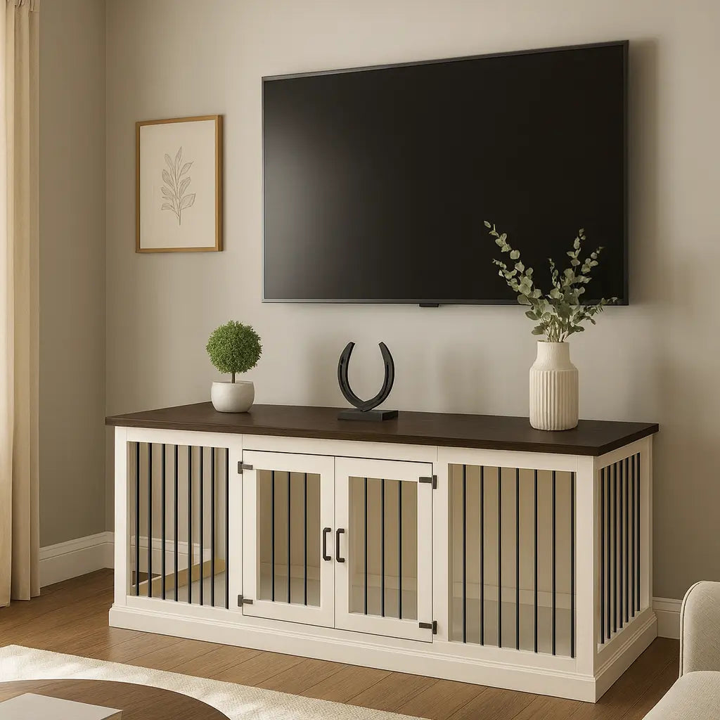 Image result for Open Plan Wooden Dog Crate -The LOFT - Arctic, Bars with Hinged Doors ...