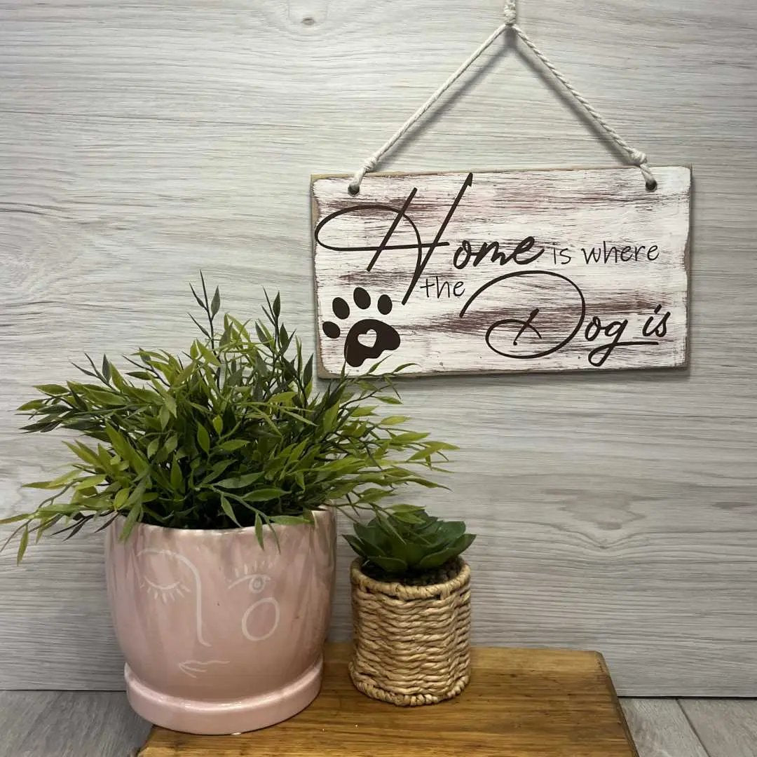 Home Is Where the Dog Is" Wooden Sign – A Loving Reminder of Where You Belong image 1