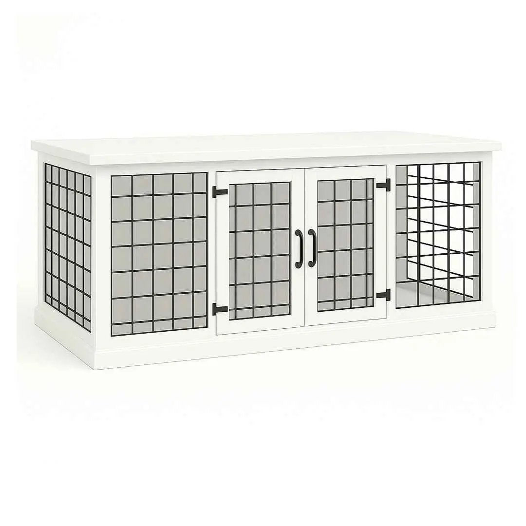 The DUO – Arctic Hinged Style Double Wooden Dog Crate With Mesh image 5