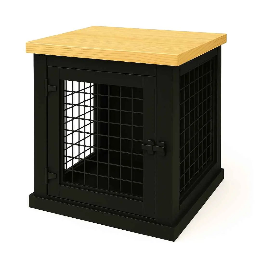 The Den - Night Sky Coloured Bedside Dog Crate with Mesh & Hinged Door image 2