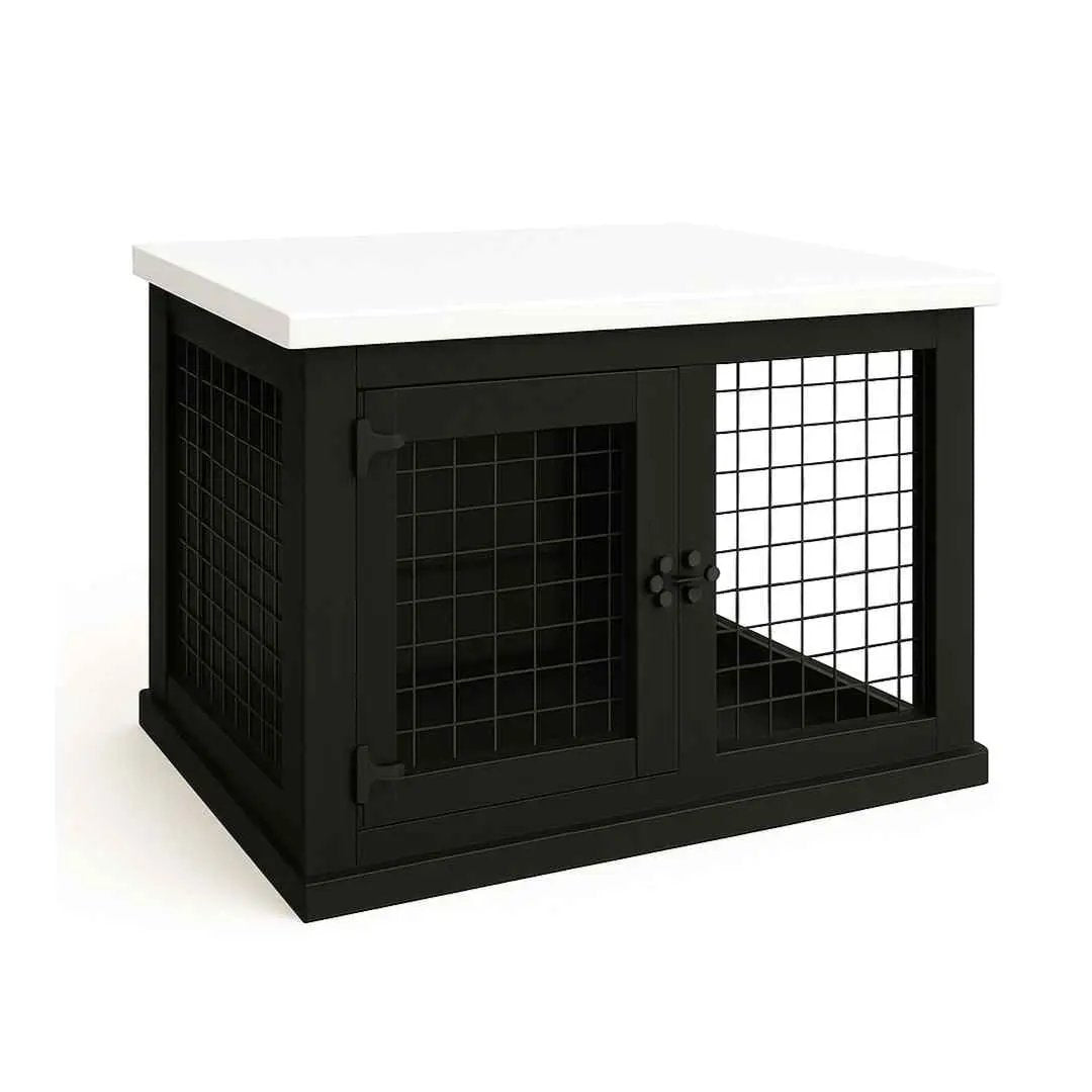 The Studio -Hinged NIGHT SKY Single Wooden Dog Crate with Mesh image 2