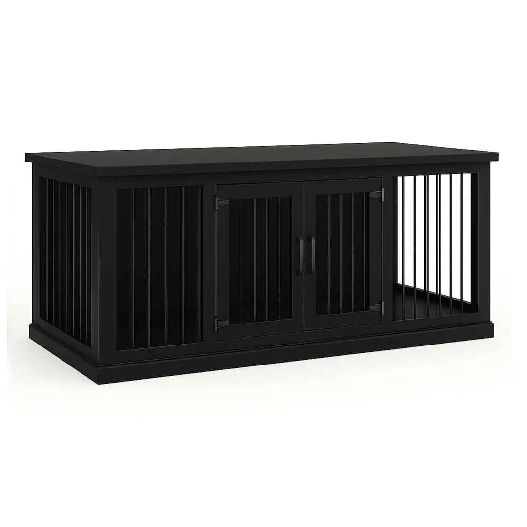 The DUO – Night Sky Hinged Double Wooden Dog Crate With Bars image 4
