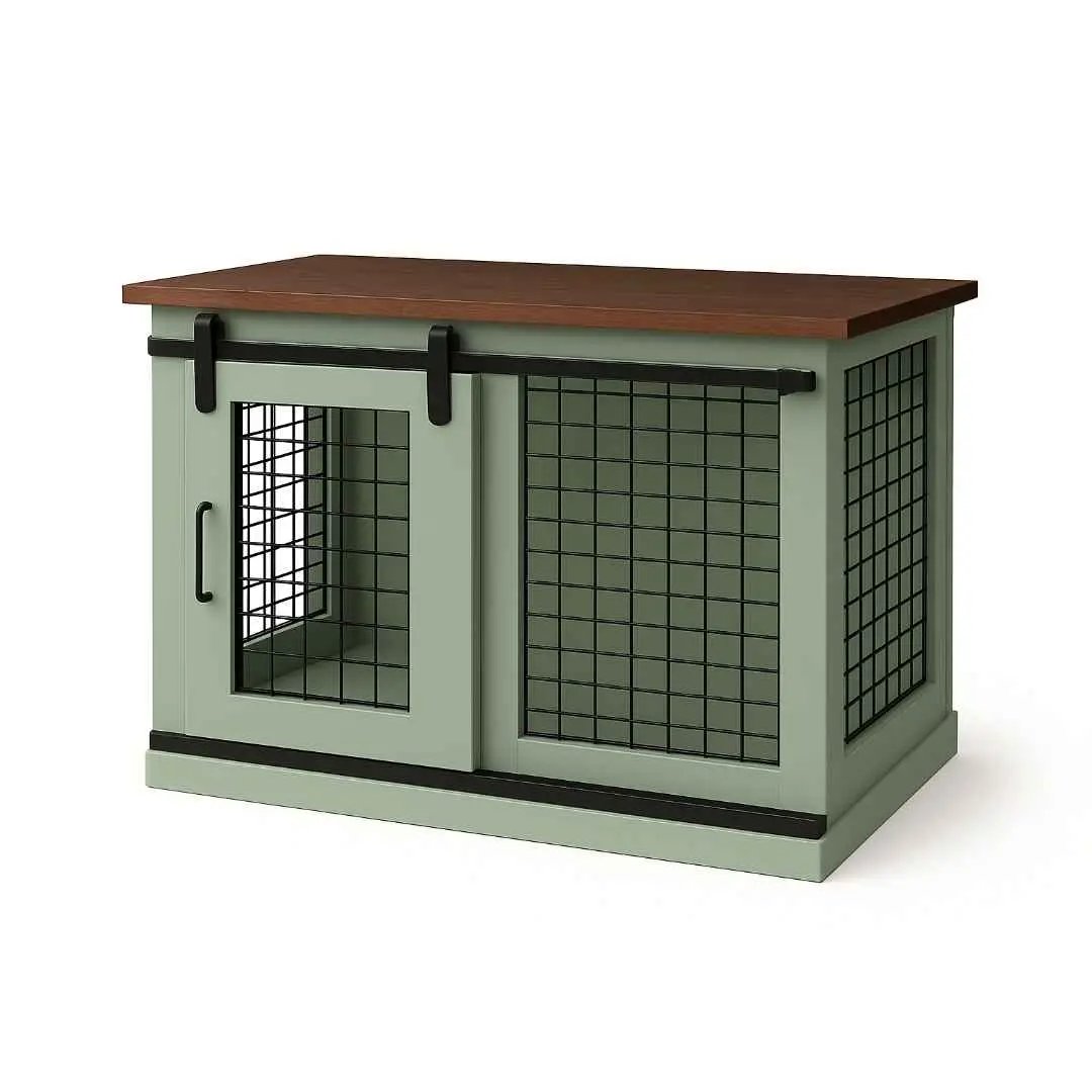 The Studio -Barn Style SAGE Single Wooden Dog Crate with Mesh image 3