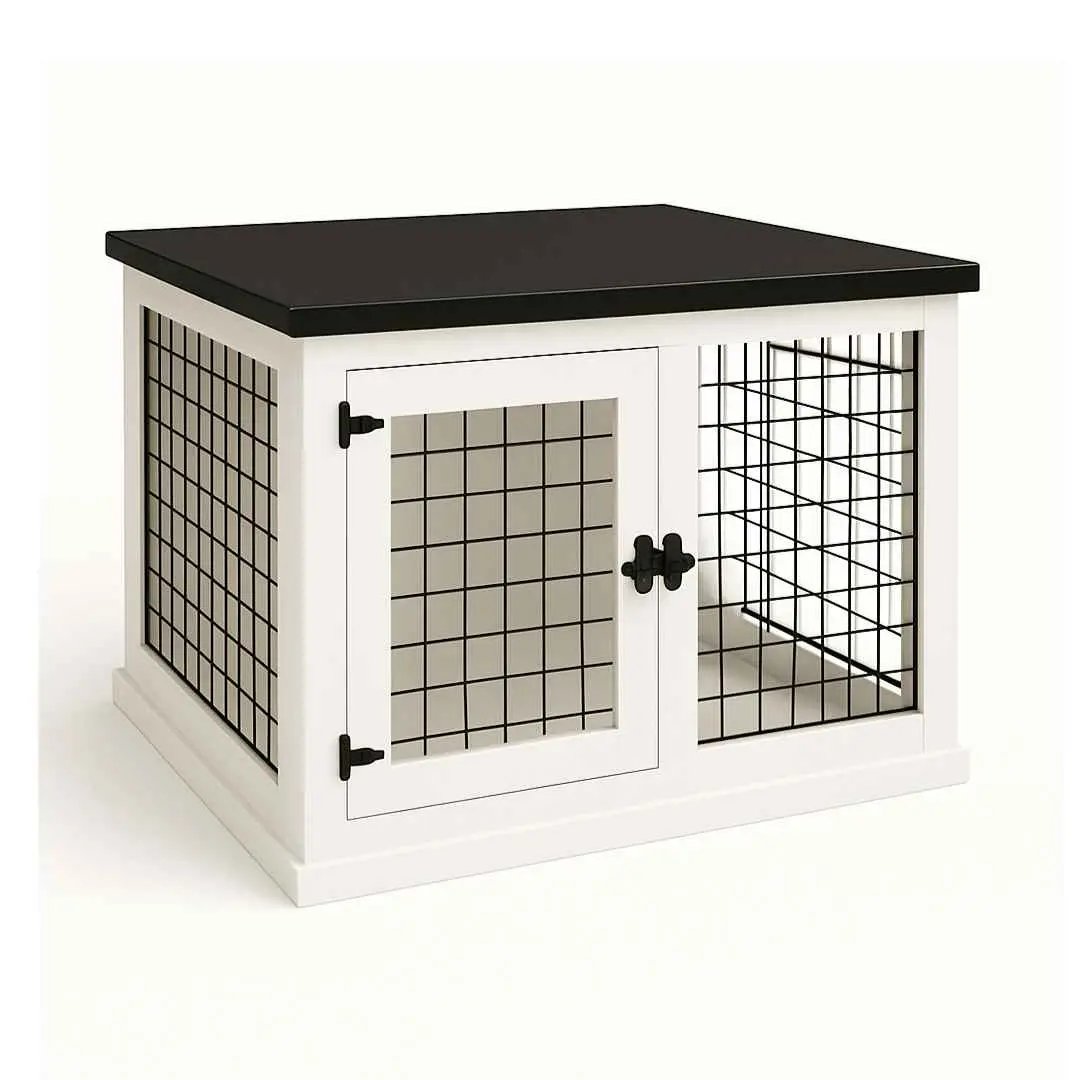 The Studio -Hinged Arctic Single Wooden Dog Crate with Mesh - Night Sky image