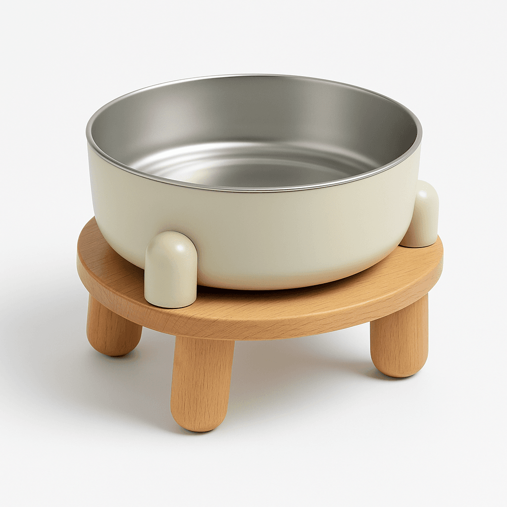 Metal Elevated Dog Bowl – Style Meets Comfort for Your Pup - Beige image