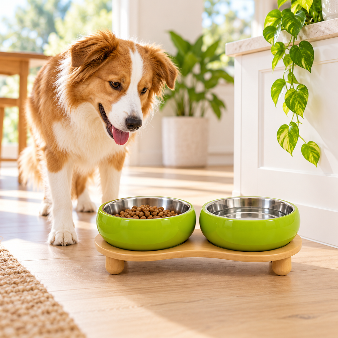 Image accompanying practical advice about dog feeding station hygiene.