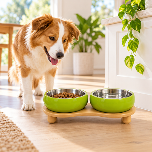 Image accompanying practical advice about dog feeding station hygiene.