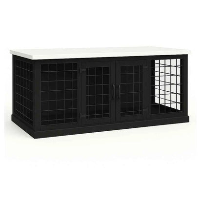 The DUO – Night Sky Hinged Style Double Wooden Dog Crate With Mesh - Arctic image