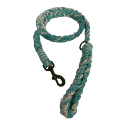 Luxe Macramé Dog Leash (Large) - Teal, Brass image