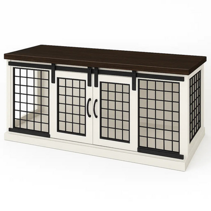 The LOFT – Arctic Barn Style Wooden Open Plan Dog Crate With Mesh Paws and Willow