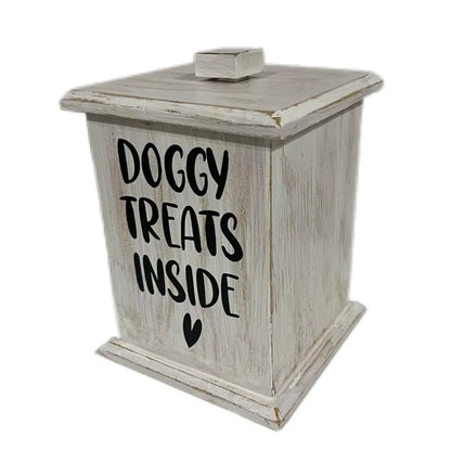 Small Wooden Square Dog Treat Container (20cm x 20cm x 30cm) image 0