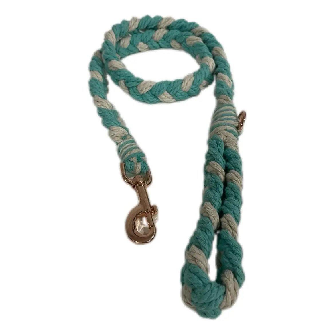 Luxe Macramé Dog Leash (Large) - Teal, Gold image