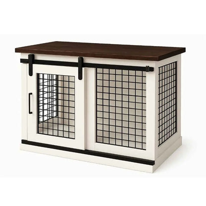 The Studio -Barn Style ARCTIC Single Wooden Dog Crate with Mesh image 1