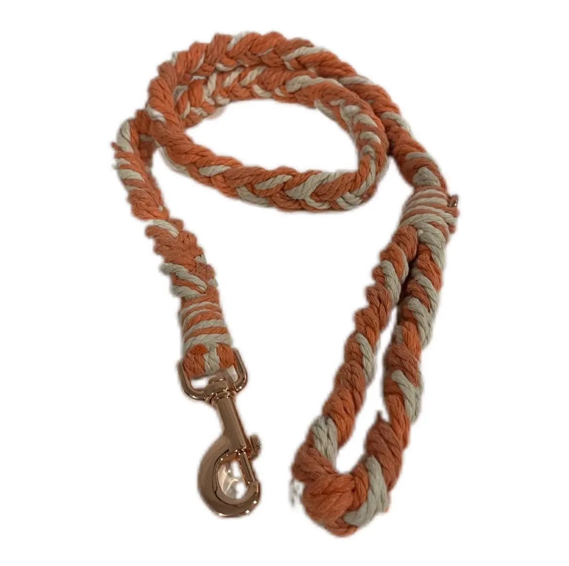 Luxe Macramé Dog Leash (Large) - Orange, Gold image
