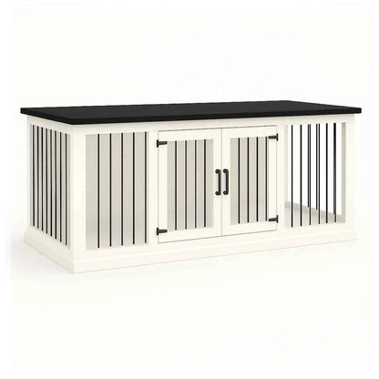 The DUO – Arctic Hinged Double Wooden Dog Crate With Bars - Night Sky image