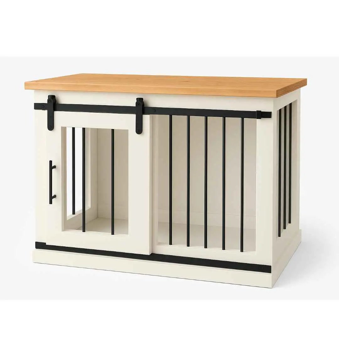 The Studio -Barn Style Arctic Single Wooden Dog Crate with Bars image 4