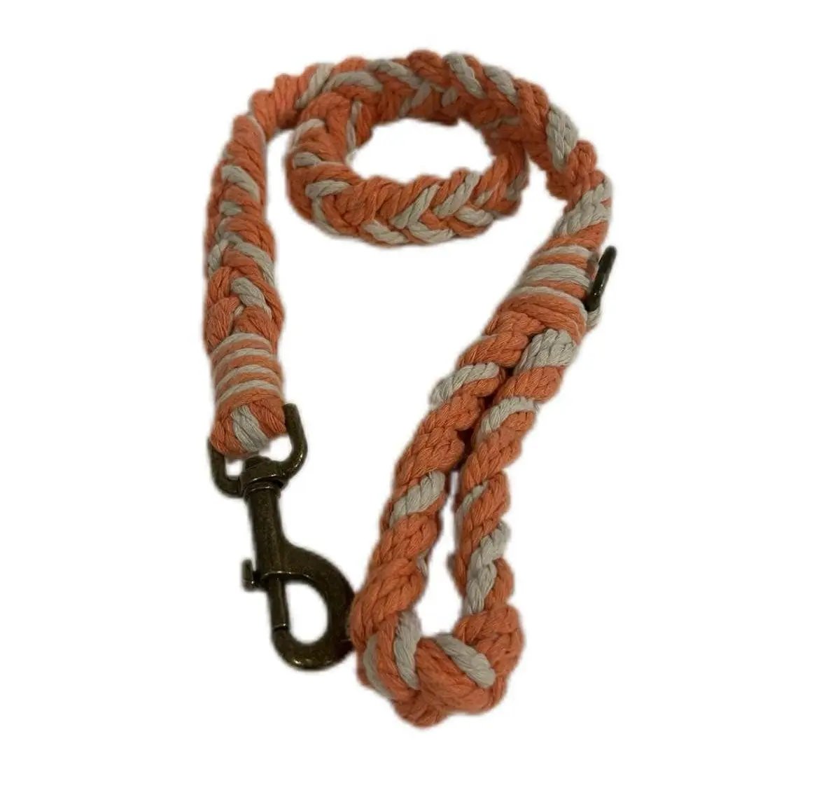 Luxe Macramé Dog Leash (Large) - Orange, Brass image