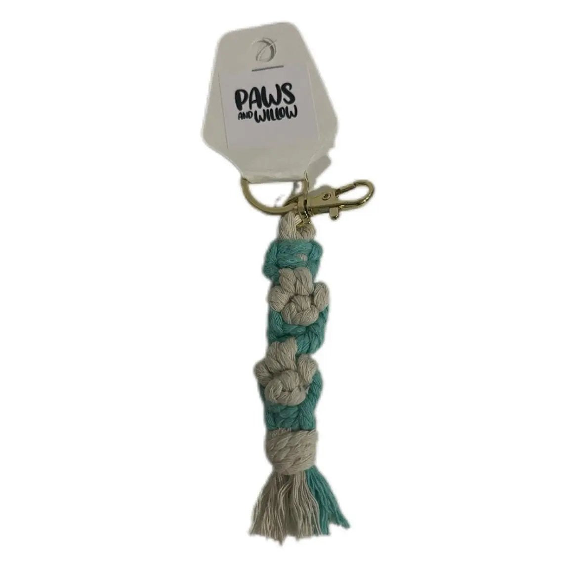 Luxe Macramé Keyring with GOLD Buckle - Teal image