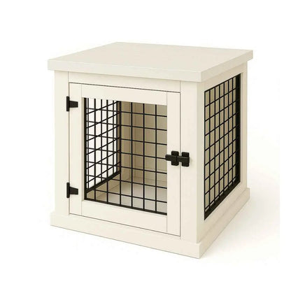 The Den - Arctic Coloured Bedside Dog Crate with Mesh & Hinged Door - Arctic image