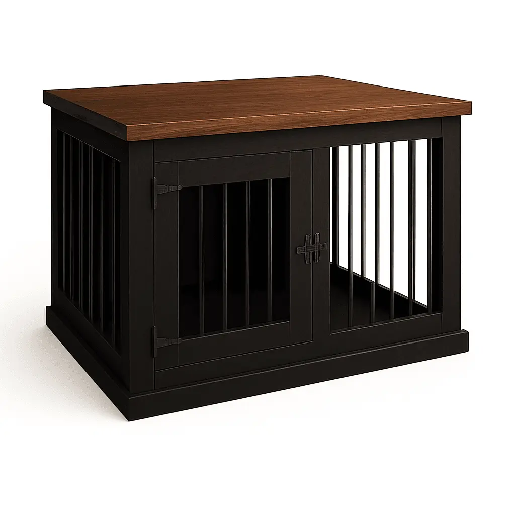 The Studio -Hinged Night Sky Single Wooden Dog Crate with Bars - Espresso image