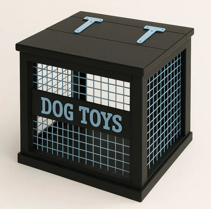 Mesh-Sided Wooden Dog Toy Box image