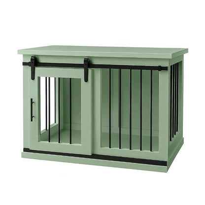 The Studio -Barn Style Sage Single Wooden Dog Crate with Bars - Sage image