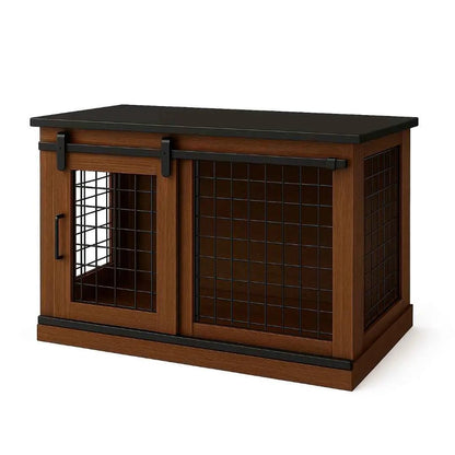 The Studio -Barn Style ESPRESSO Single Wooden Dog Crate with Mesh image 0
