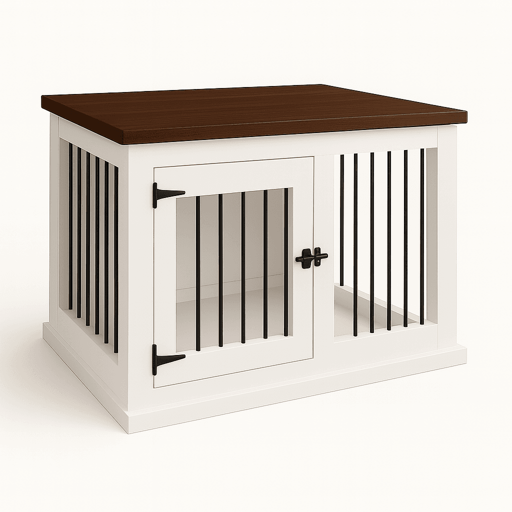 The Studio -Hinged Arctic Single Wooden Dog Crate with Bars image 3