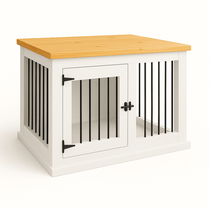 The Studio -Hinged Arctic Single Wooden Dog Crate with Bars image 0