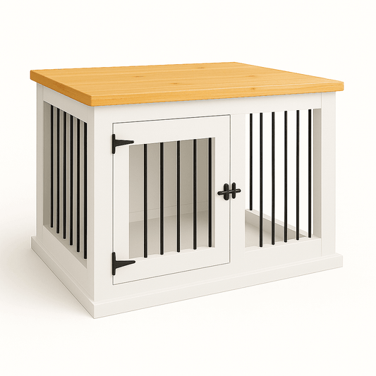 The Studio -Hinged Arctic Single Wooden Dog Crate with Bars image 0