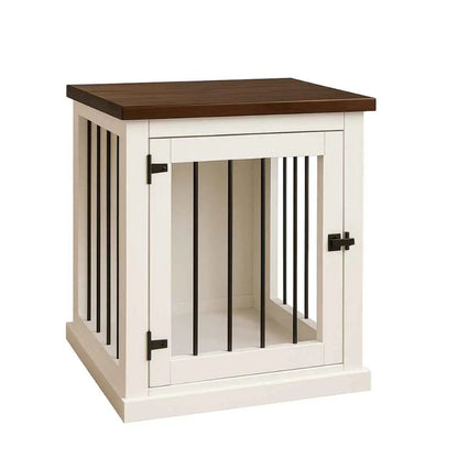The Den - Arctic Coloured Bedside Dog Crate with Bars & Hinged Door - Espresso image