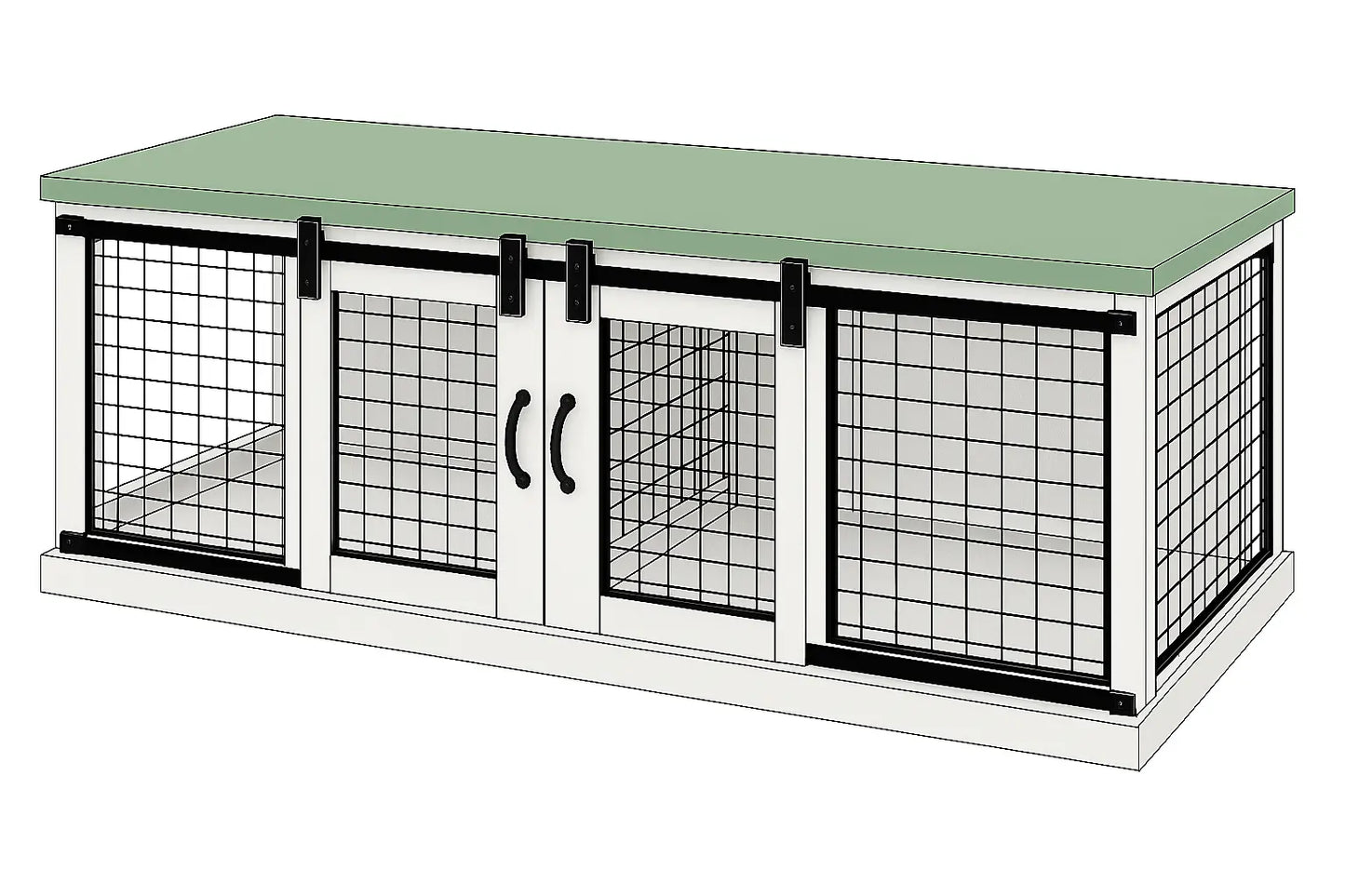 The DUO – Arctic Barn Style Double Wooden Dog Crate With Mesh Paws and Willow