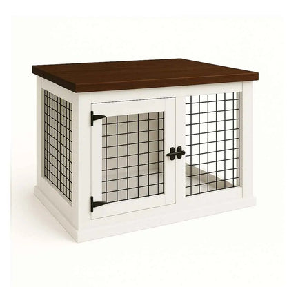 The Studio -Hinged Arctic Single Wooden Dog Crate with Mesh - Espresso image