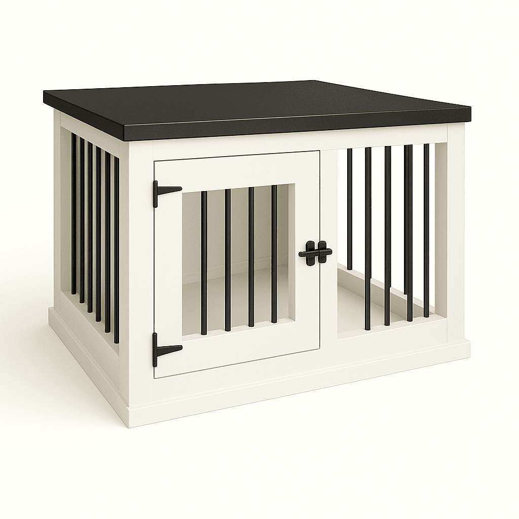 The Studio -Hinged Arctic Single Wooden Dog Crate with Bars image 5