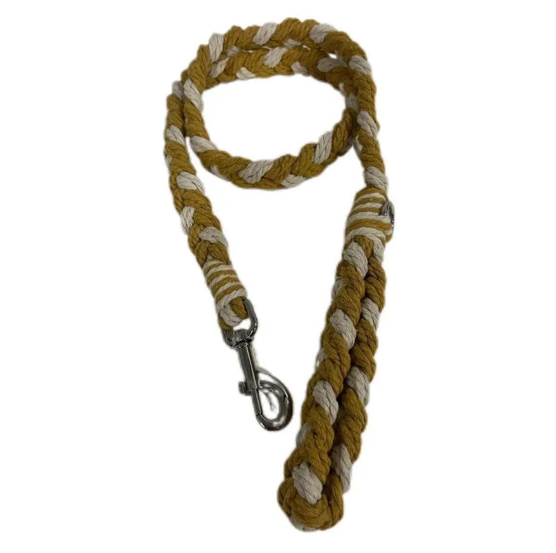 Luxe Macramé Dog Leash (Large) - Mustard, Silver image