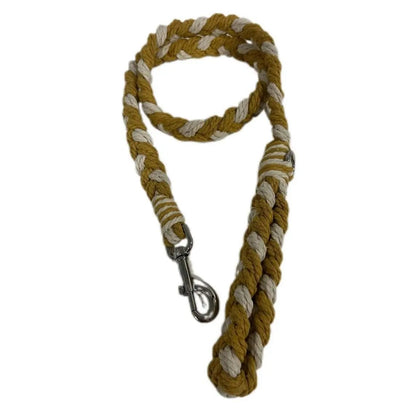 Luxe Macramé Dog Leash (Large) - Mustard, Silver image